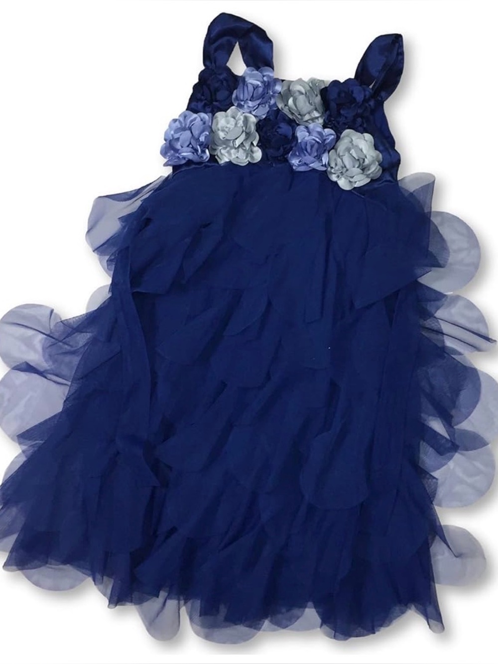 Biscotti Girls Navy Blue Floral Appliqué Flower Party Dress New With Tags Size 6